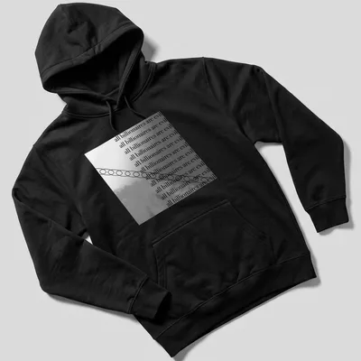Bold text shirt stating 'all billionaires are evil' in modern minimalist style — printed on a unisex hoodie