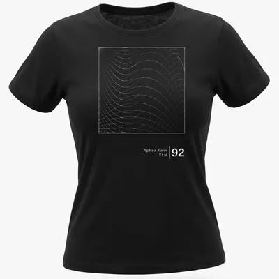 Minimalist Aphex Twin Xtal 92 t-shirt featuring a waveform pattern in light gray and white. — printed on a women's shirt