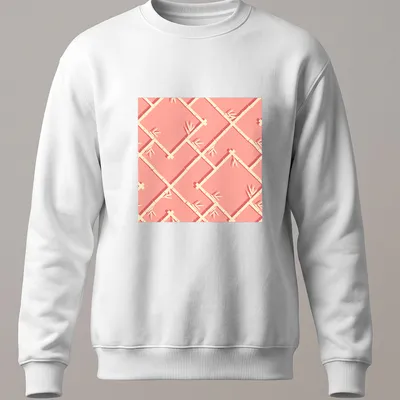 Chinoiserie bamboo lattice pattern in peach, coral, and cream shades — printed on a unisex sweatshirt