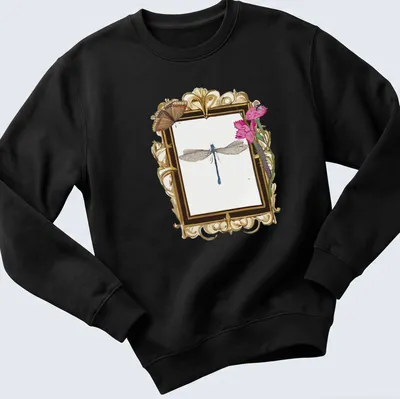Vintage botanical-style t-shirt featuring a dragonfly in soft colors — printed on a unisex sweatshirt