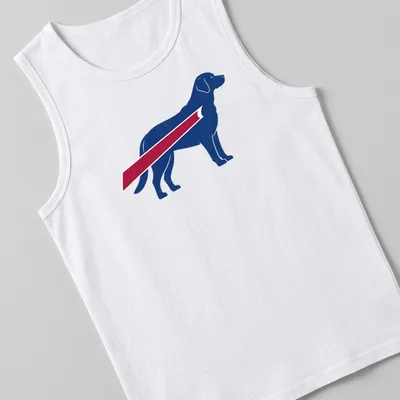 Vintage-style Buffalo Bills Dog Dad t-shirt with a silhouette of a dog — printed on a tank top