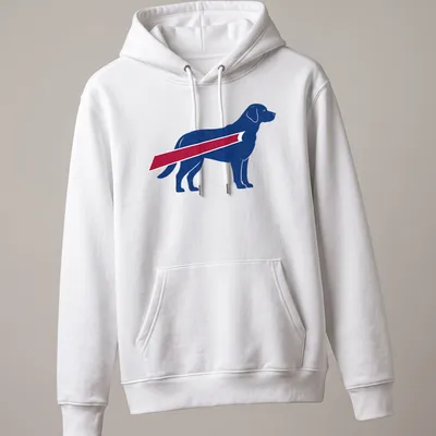 Vintage-style Buffalo Bills Dog Dad t-shirt with a silhouette of a dog — printed on a unisex hoodie