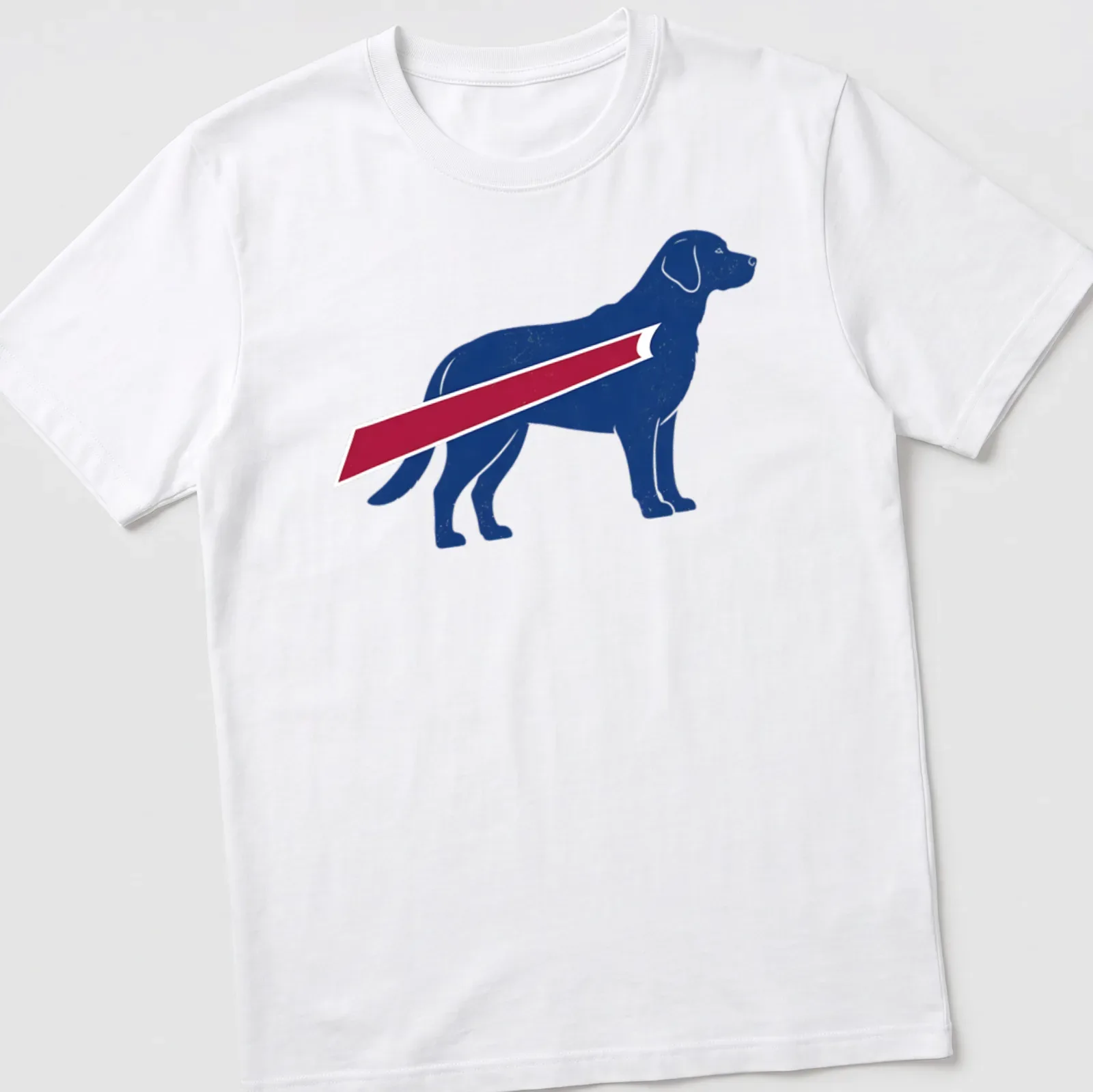 Vintage-style Buffalo Bills Dog Dad t-shirt with a silhouette of a dog — printed on a unisex t-shirt