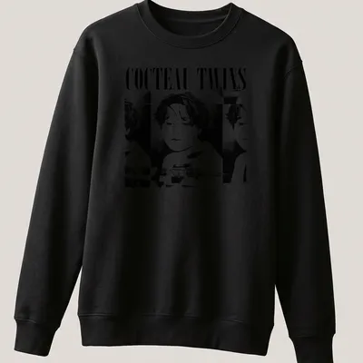 Black and white portrait of a woman with Cocteau Twins text above — printed on a unisex sweatshirt