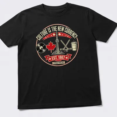 Vintage badge style Toronto Skyline design with music and hockey elements