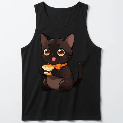 Kawaii illustration of a cute Bombay cat with s'more icon — printed on a tank top