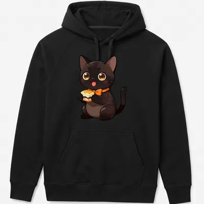 Kawaii illustration of a cute Bombay cat with s'more icon — printed on a unisex hoodie