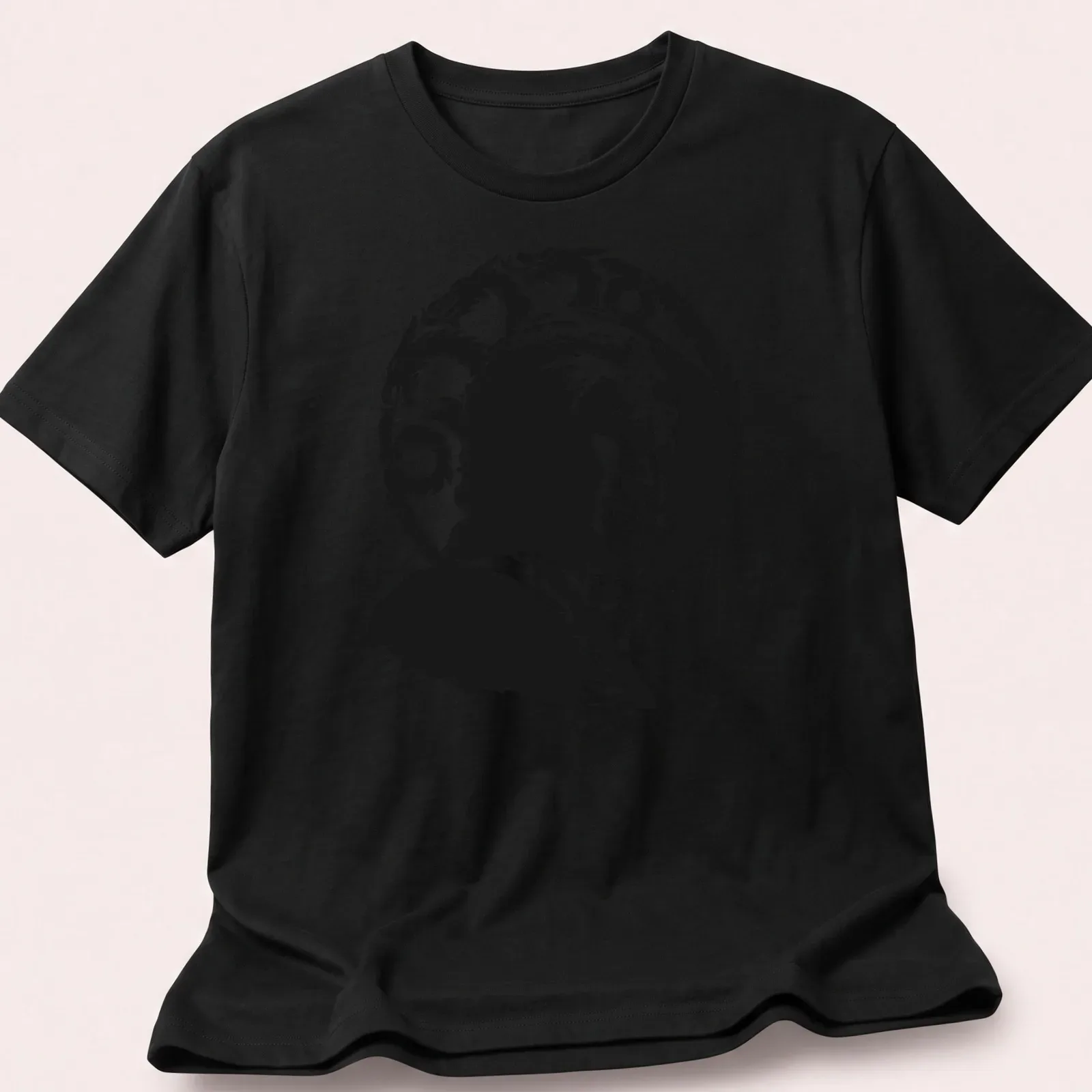 Black silhouette of Daemon Targaryen on a white background with printed text. — printed on a unisex t-shirt