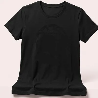 Black silhouette of Daemon Targaryen on a white background with printed text. — printed on a women's shirt