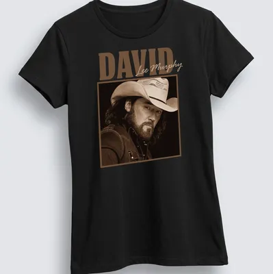 Vintage sepia portrait of David Lee Murphy in a cowboy hat — printed on a women's shirt