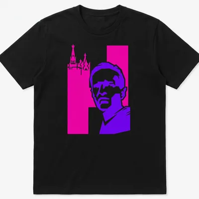 Synthwave style Dissident portrait t-shirt with bold colors