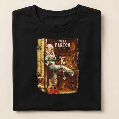 Vintage Dolly Parton T-shirt with retro design and bold text — printed on a women's shirt