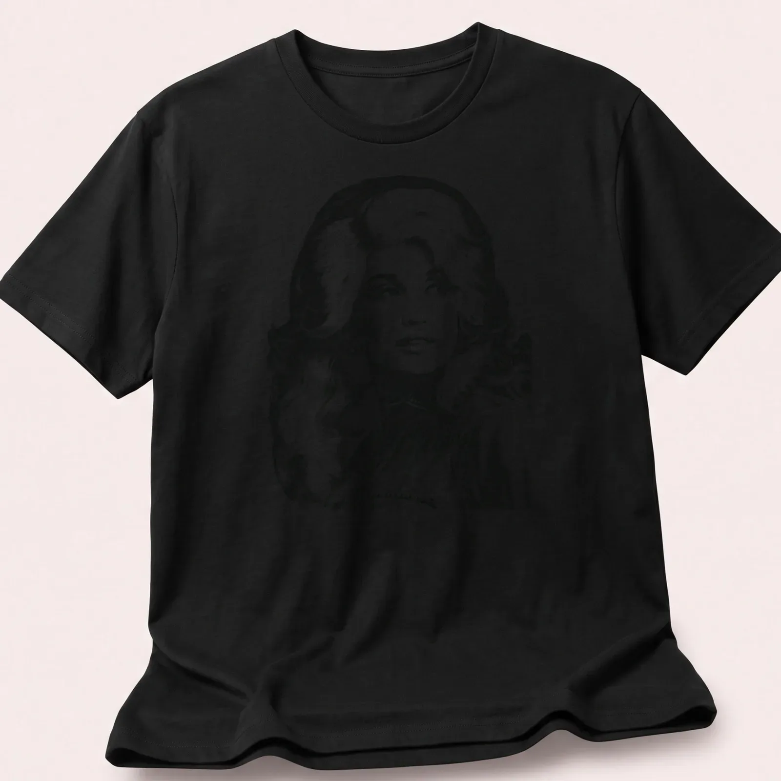 Vintage pencil drawing of Dolly Parton in black and white — printed on a unisex t-shirt