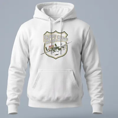 Vintage military badge shirt with airplane and text about Dad — printed on a unisex hoodie