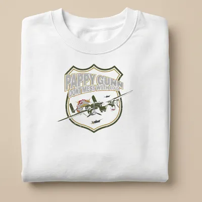 Vintage military badge shirt with airplane and text about Dad — printed on a unisex sweatshirt