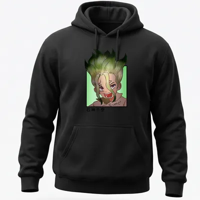Anime-style Doodle Lab Boy with E=mc² text in green, black, beige, and pink — printed on a unisex hoodie