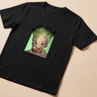 Anime-style Doodle Lab Boy with E=mc² text in green, black, beige, and pink
