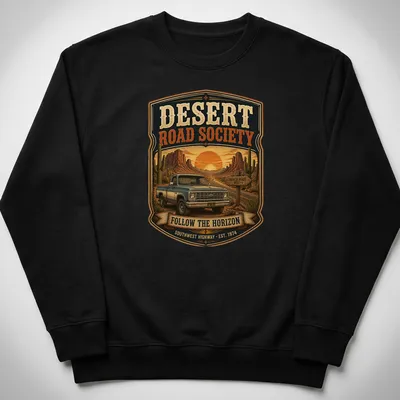 Vintage pickup truck design with retro text for road enthusiasts — printed on a unisex sweatshirt
