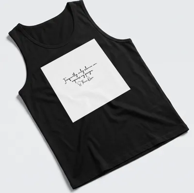 Elegant script T-shirt with St. Therese of Lisieux quote about silence in prayer — printed on a tank top