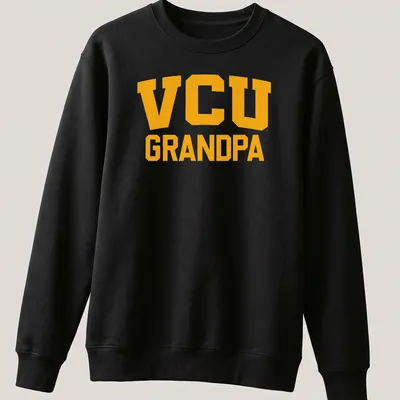 Bold yellow VCU Grandpa t-shirt with collegiate typography — printed on a unisex sweatshirt