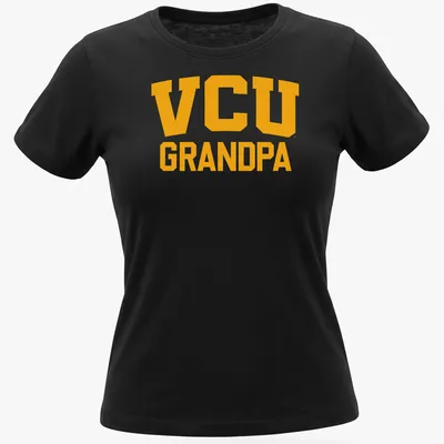 Bold yellow VCU Grandpa t-shirt with collegiate typography — printed on a women's shirt