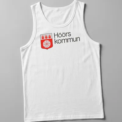 Modern design featuring Höörs kommun coat of arms in red and white — printed on a tank top