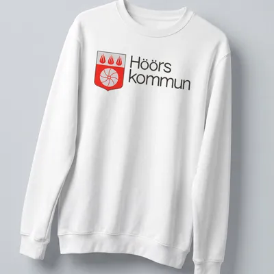 Modern design featuring Höörs kommun coat of arms in red and white — printed on a unisex sweatshirt