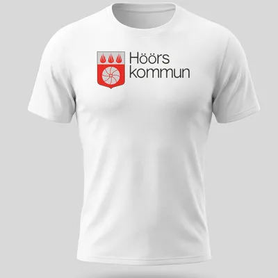 Modern design featuring Höörs kommun coat of arms in red and white