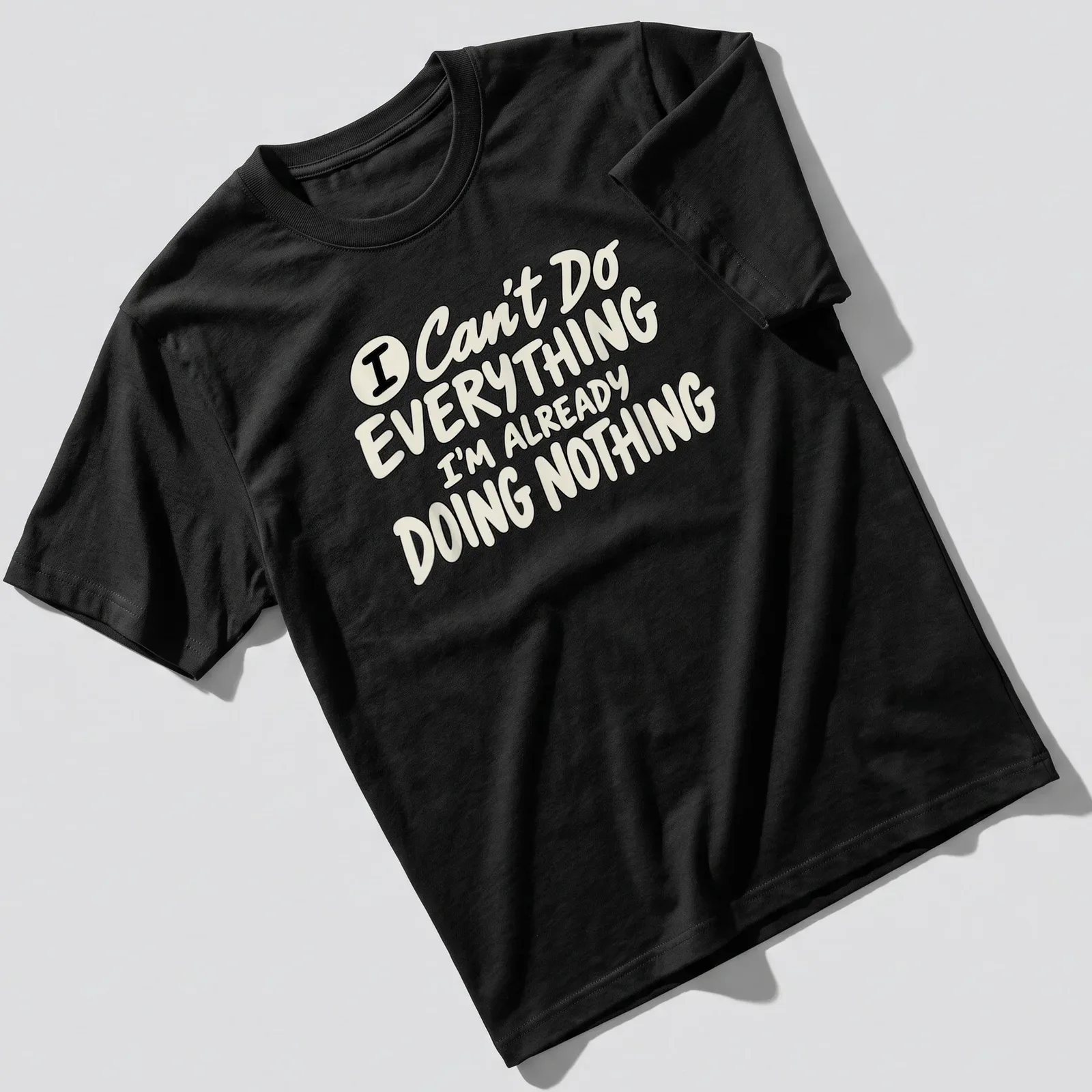 Funny t-shirt with a humorous procrastination slogan in bold typography — printed on a unisex t-shirt