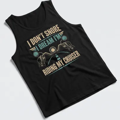 Vintage distressed biker tee featuring motorcycle handlebars and humorous text — printed on a tank top