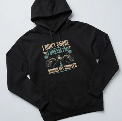 Vintage distressed biker tee featuring motorcycle handlebars and humorous text — printed on a unisex hoodie