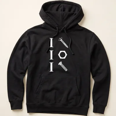 Funny handyman shirt with a pun featuring a screw, nut, and bolt in bold typography — printed on a unisex hoodie