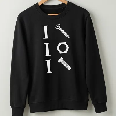 Funny handyman shirt with a pun featuring a screw, nut, and bolt in bold typography — printed on a unisex sweatshirt