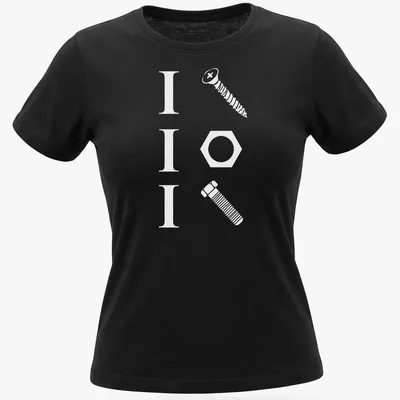 Funny handyman shirt with a pun featuring a screw, nut, and bolt in bold typography — printed on a women's shirt