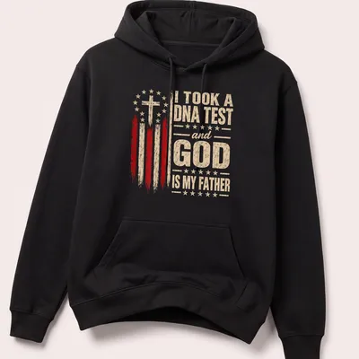 Vintage distressed t-shirt featuring a humorous cross design with text about faith — printed on a unisex hoodie