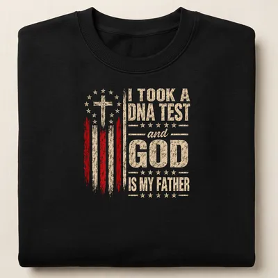 Vintage distressed t-shirt featuring a humorous cross design with text about faith — printed on a unisex sweatshirt