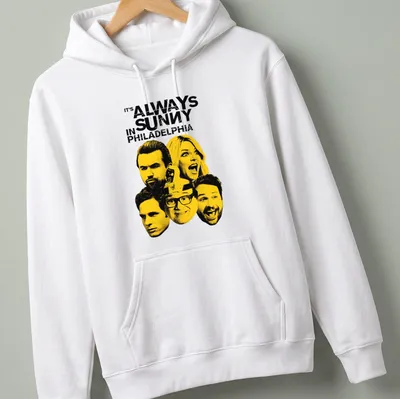 Bold graphic tee featuring the cast of It's Always Sunny In Philadelphia in yellow and black — printed on a unisex hoodie