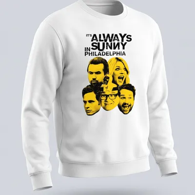 Bold graphic tee featuring the cast of It's Always Sunny In Philadelphia in yellow and black — printed on a unisex sweatshirt