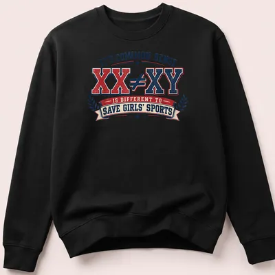Vintage distressed t-shirt with bold text on saving girls' sports — printed on a unisex sweatshirt