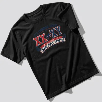 Vintage distressed t-shirt with bold text on saving girls' sports
