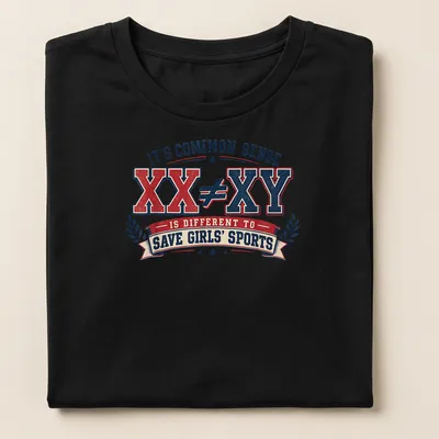 Vintage distressed t-shirt with bold text on saving girls' sports — printed on a women's shirt