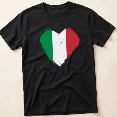 Distressed heart design featuring the Italy flag in green, white, and red