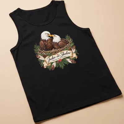 Realistic Bald Eagles tribute t-shirt with heartfelt printed text — printed on a tank top