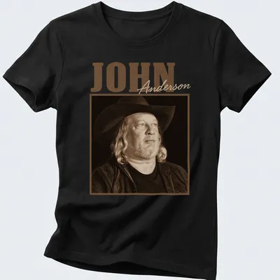 Vintage sepia portrait of country music artist John Anderson on — printed on a women's shirt