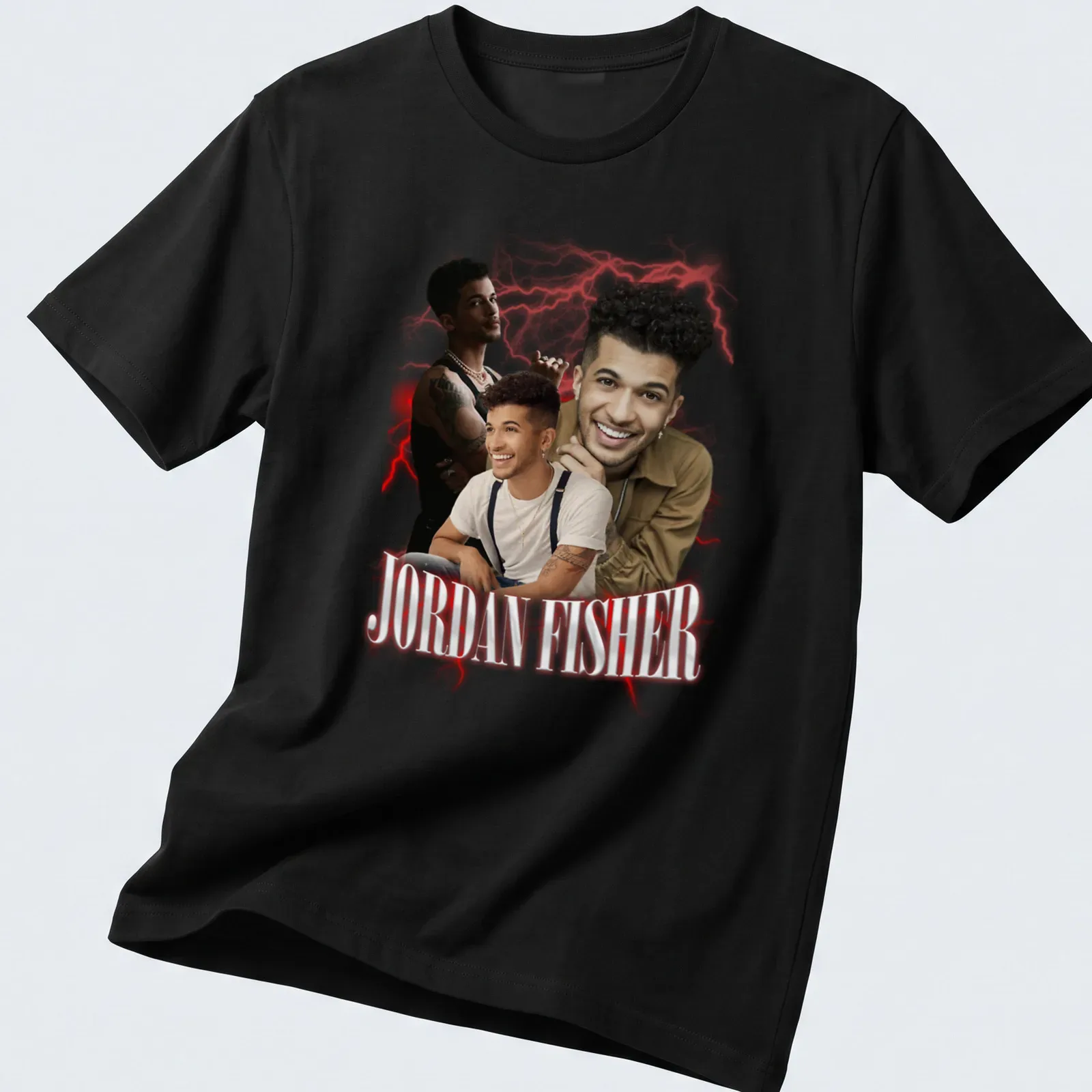 Retro vintage t-shirt featuring Jordan Fisher name in bold print. — printed on a unisex t-shirt