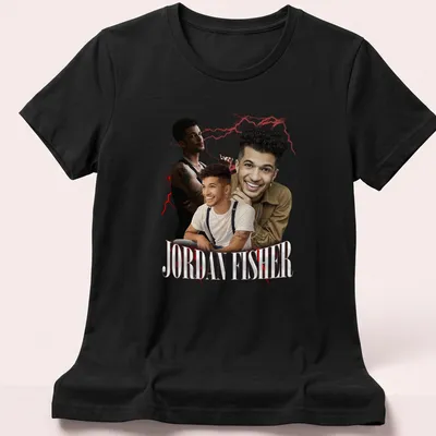Retro vintage t-shirt featuring Jordan Fisher name in bold print. — printed on a women's shirt