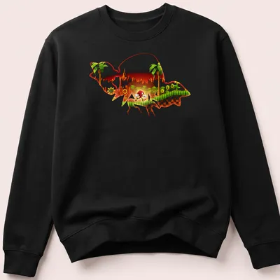 Vibrant cartoon Knuckles silhouette gaming t-shirt with bold lettering — printed on a unisex sweatshirt