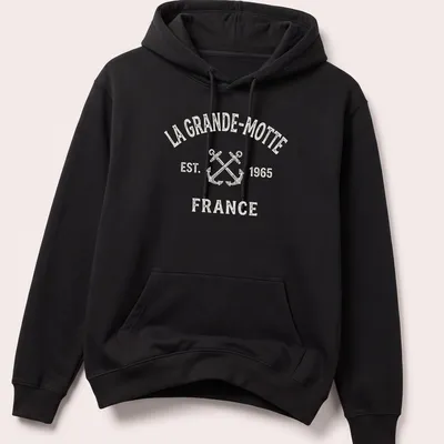 Vintage La Grande-Motte shirt with crossed anchors and established text — printed on a unisex hoodie
