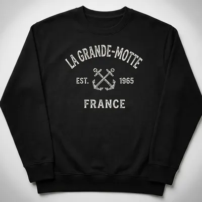 Vintage La Grande-Motte shirt with crossed anchors and established text — printed on a unisex sweatshirt