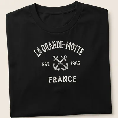 Vintage La Grande-Motte shirt with crossed anchors and established text